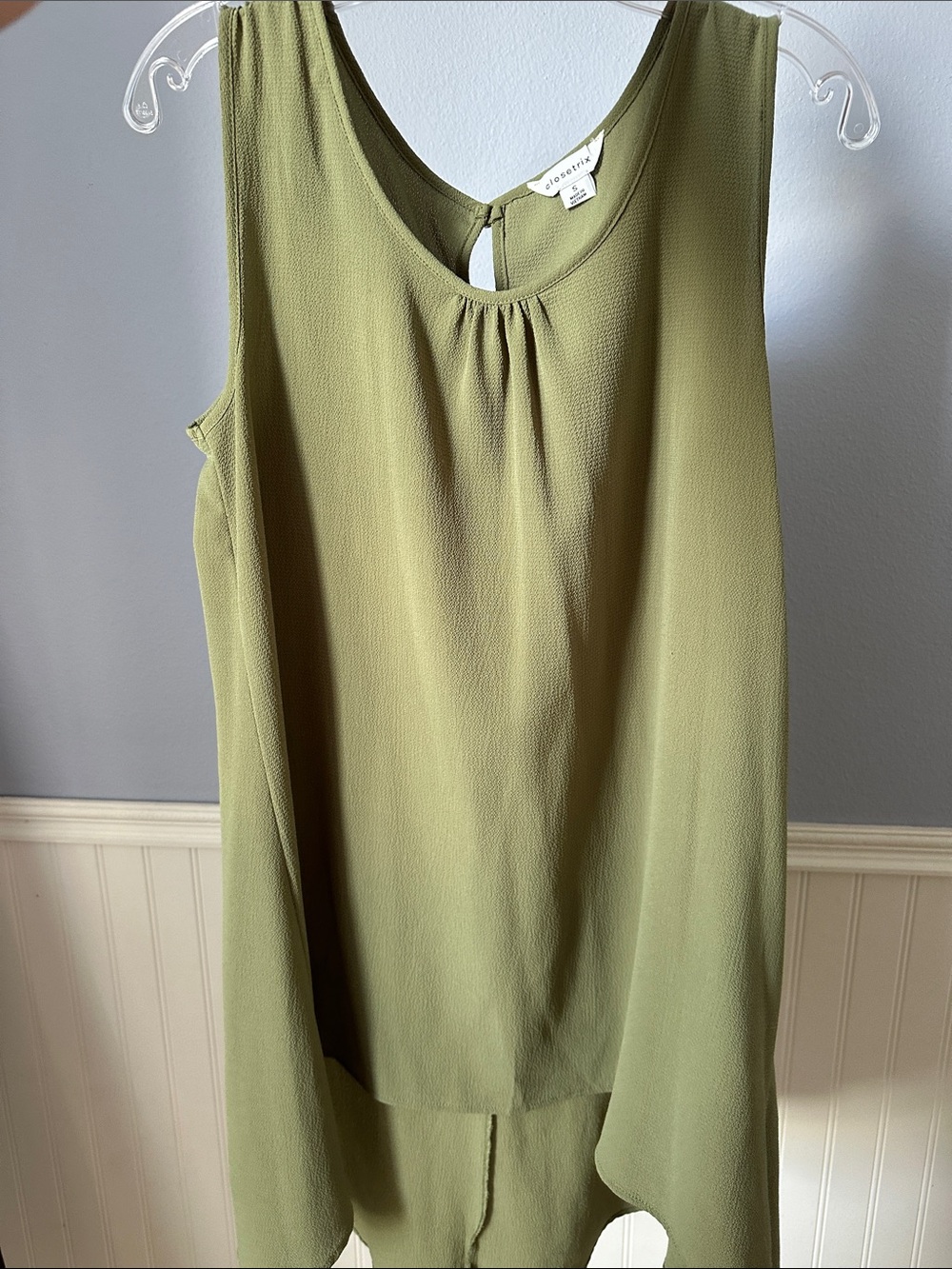 Joie Olive Green Sleeveless Keyhole Tunic Top